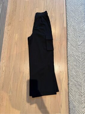 Wide Leg Cargo Pants - Black